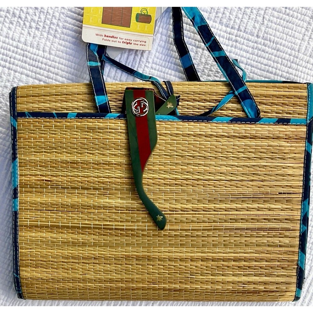 NWT Y2K Old Navy Woven Beach Mat Roll Up Picnic Pool Camping Straw Portable 3x6f - Picture 7 of 8